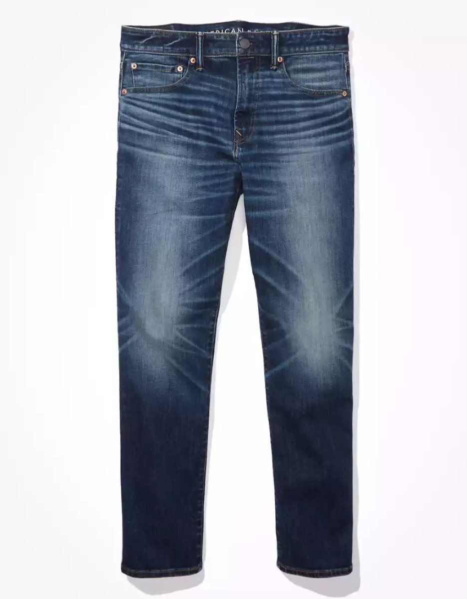 Jean American Eagle AE AirFlexTemp Tech Athlétiques Droit Indigo Foncé Homme | QFX-92011485